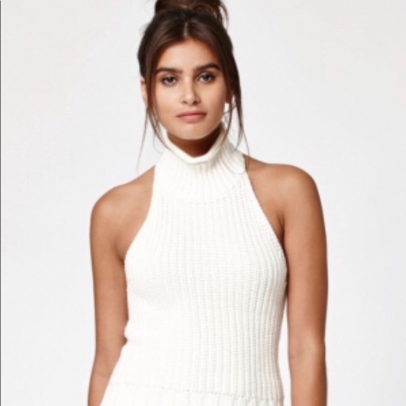 Kendall Kylie Turtleneck Halter Sweater 